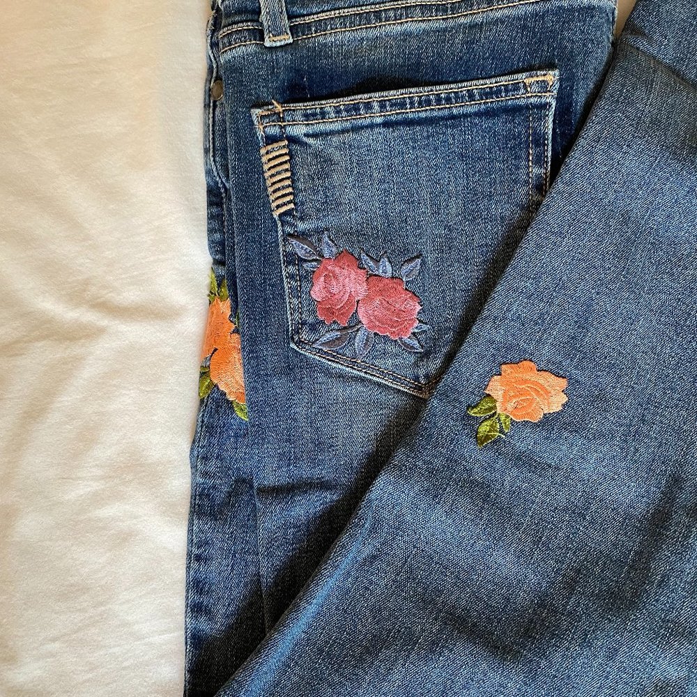 Paige Denim High Waisted Embroidered Jeans, Size 29